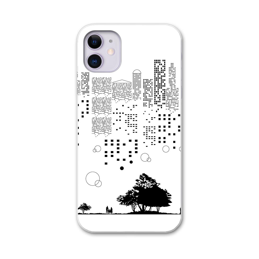 iPhone11 pro 5.8 インチ 専用 ソフトケース docomo ドコモ ソフトケース スマホカバー スマホケース ケース カバー tpu 008138 クール 白黒　街　風景　建物