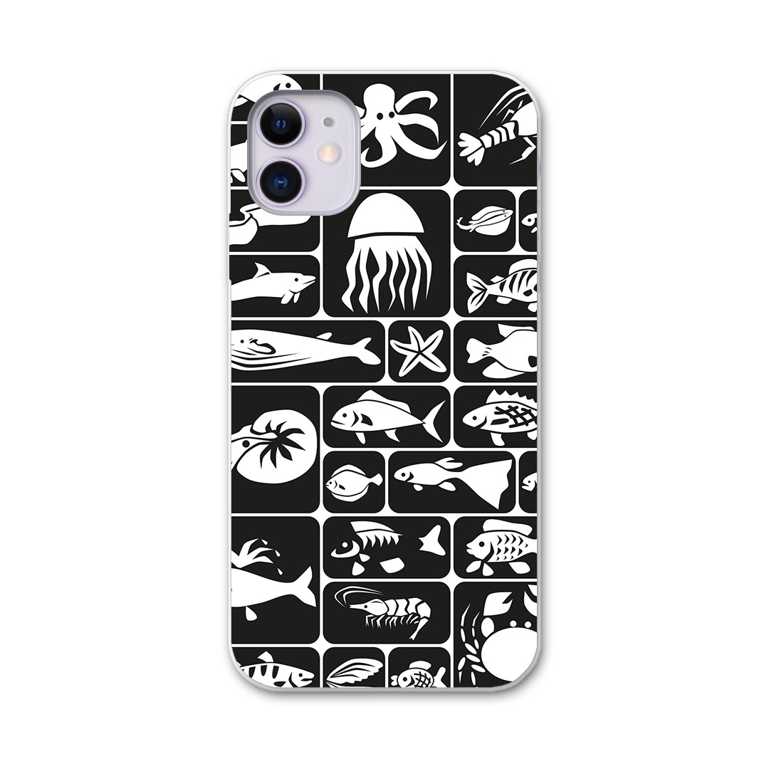 楽天スマコレiPhone11 pro 5.8 インチ 専用 ソフトケース docomo ドコモ ソフトケース スマホカバー スマホケース ケース カバー tpu 011145 海　生き物　黒