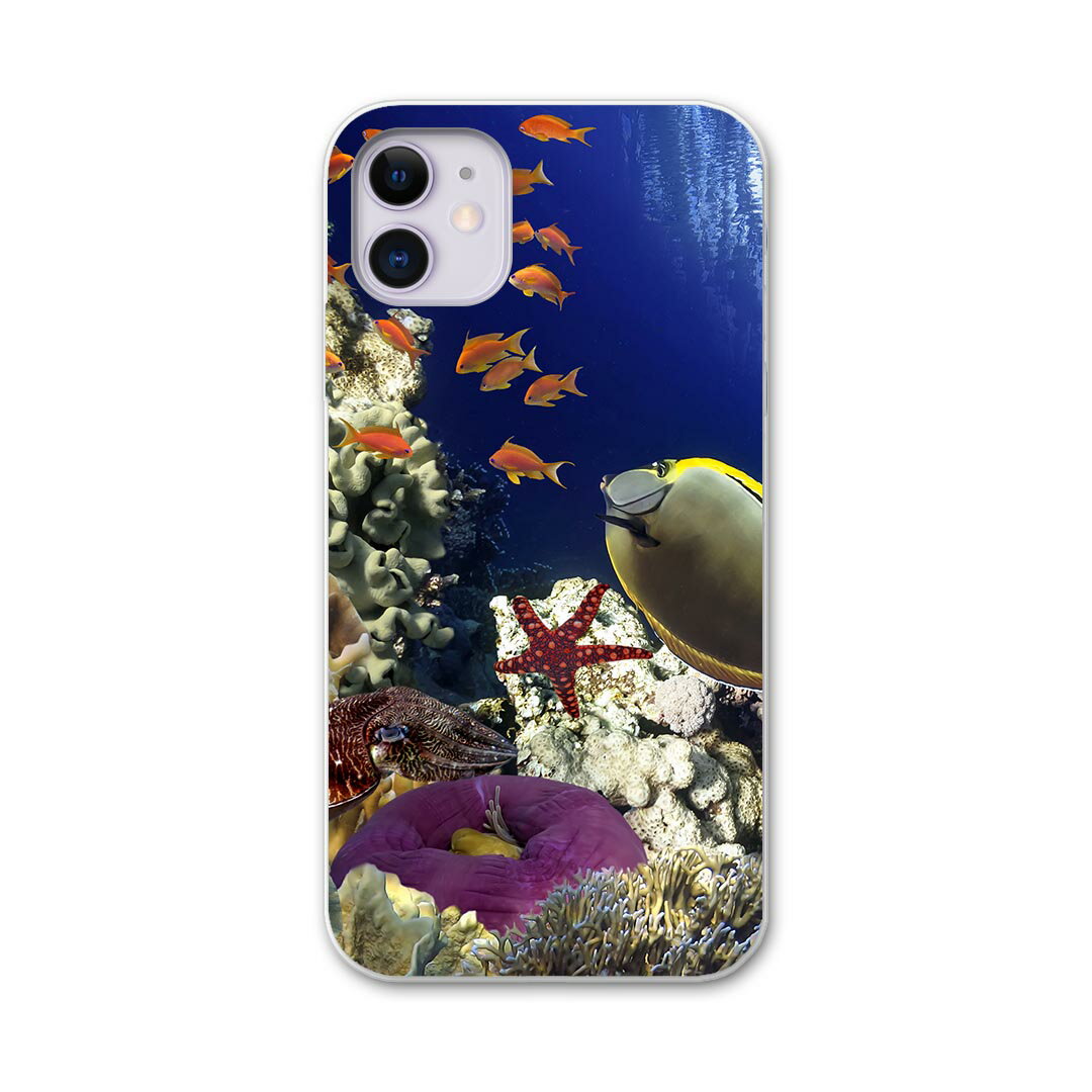 iPhone11 6.1インチ 専用 ソフトケース docomo ドコモ ソフトケース スマホカバー スマホケース ケース カバー tpu 011673 海　魚　珊瑚