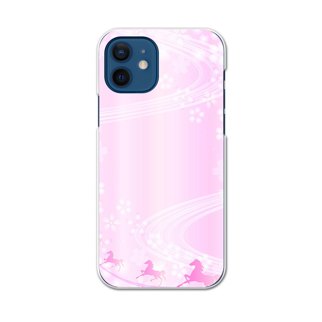 iPhone12 6.1インチ 専用 各キャリア iPhone 12 / iPhone12 Pro 共通対応 ドコモスマホ カバー ケース スマホケース スマホカバー PC ハードケース 004925 馬 桜 ピンク