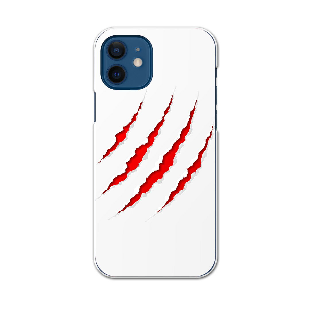 iPhone12 mini 5.4インチ 専用ハードケース アイフォン12 mini 用カバー igcase 各キャリア対応 スマホカバー カバー ケース pc ハードケース 001093 ユニーク 爪痕　赤