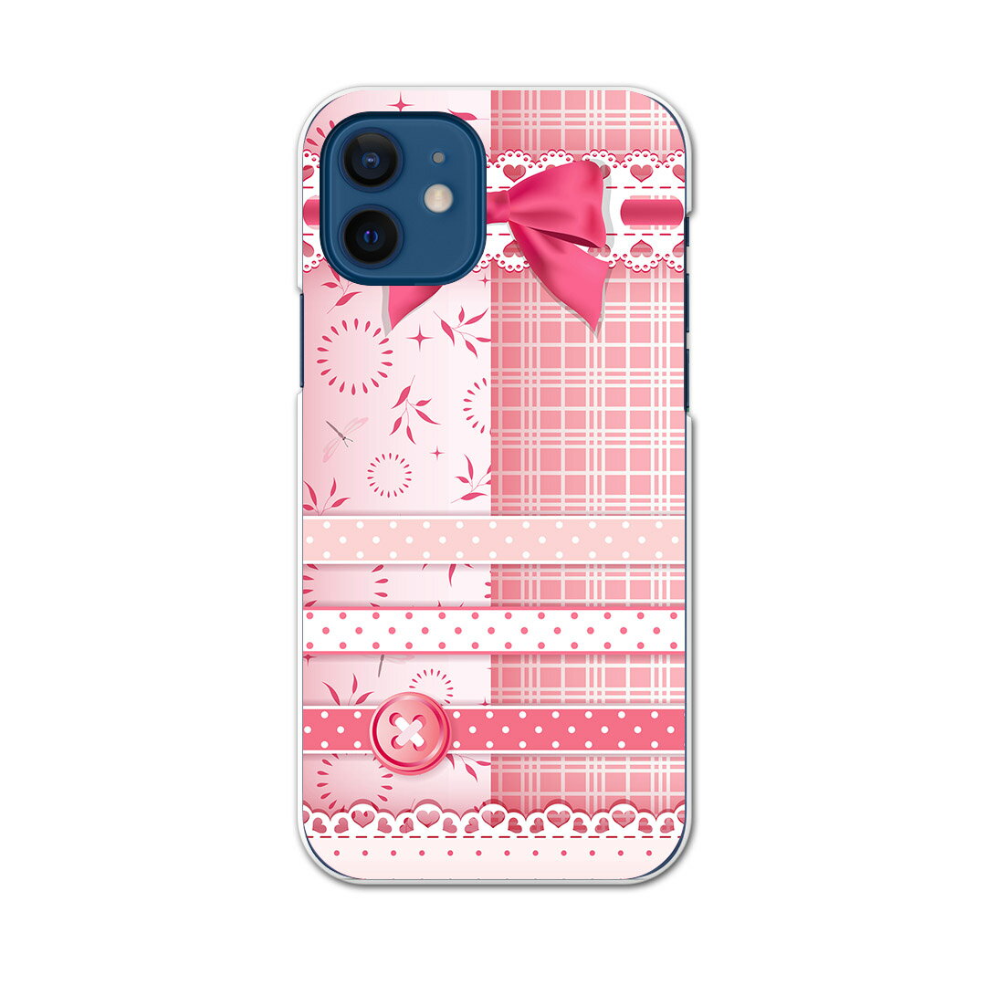 iPhone12 mini 5.4インチ 専用ハードケース アイフォン12 mini 用カバー igcase 各キャリア対応 スマホカバー カバー ケース pc ハードケース 005230 ラブリー リボン ピンク ガーリー