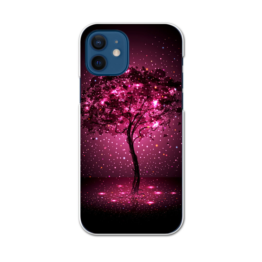 Mobile Phone Cases - iPhone12 mini 5.4インチ 専用ハードケース アイフォン12 mini 用カバー igcase 各キャリア対応 スマホカバー カバー ケース pc ハードケース 005239 フラワー 木　キラキラ　黒
