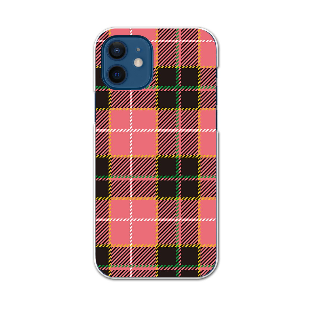 樂天商城 - iPhone12 mini 5.4インチ 専用ハードケース アイフォン12 mini 用カバー igcase 各キャリア対応 スマホカバー カバー ケース pc ハードケース 008298 チェック・ボーダー ピンク　チェック　模様