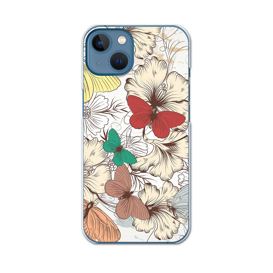 Mobile Phone - iphone14 6.1インチ tpu 各キャリア共通 スマホ カバー ケース スマホケース スマホカバー TPU ソフトケース 003610 蝶　花　カラフル