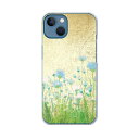 igcase iPhone13 Apple 6.1インチ 専用 各キャリア iPhone 13 共通対応 ハードケース スマホカバー カバー ケース pc ハードケース 008052 フラワー 花 フラワー 水色 レトロ 水彩(2)