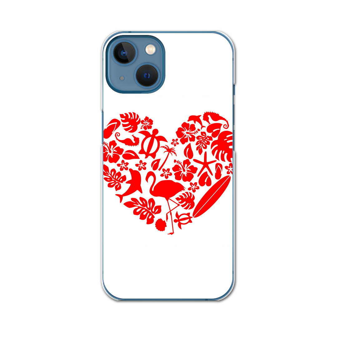 iPhone13 mini 5.4インチ 専用ハードケース アイフォン13 mini 用カバー igcase 各キャリア対応 スマホカバー カバー ケース pc ハードケース 013967 ハート トロピカル 赤