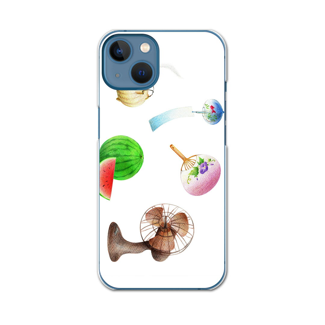 iPhone13 mini 5.4インチ 専用ハードケース アイフォン13 mini 用カバー igcase 各キャリア対応 スマホカバー カバー ケース pc ハードケース 015546 夏　扇風機　スイカ　うちわ