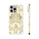 iPhone14 iPhone15 用 スキンシール 全面スキンシール フル 背面 側面 ステッカー 保護シール iphone14plus iphone14pro iphone14promax iphone15plus iphone15pro iphone15promax 各種対応 壁紙 茶色 お花 000118