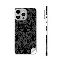 iPhone14 iPhone15 用 スキンシール 全面スキンシール フル 背面 側面 ステッカー 保護シール iphone14plus iphone14pro iphone14promax iphone15plus iphone15pro iphone15promax 各種対応 ダマスク ビンテージ リーフ 000381