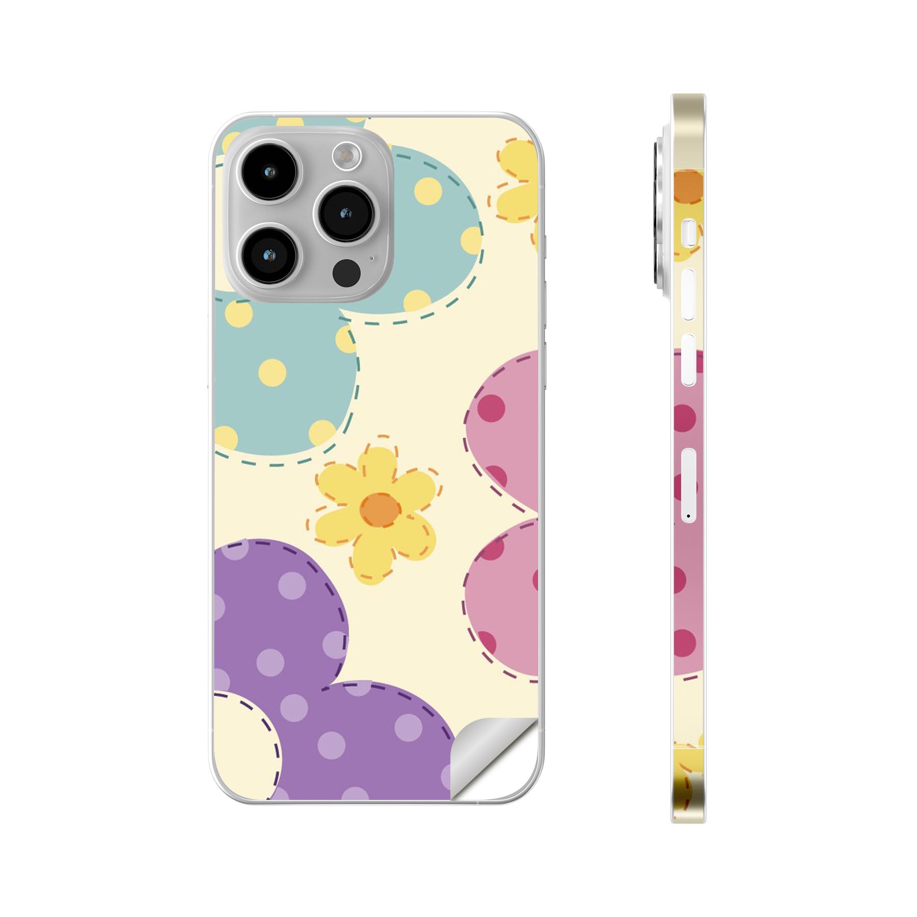 iPhone14 iPhone15 用 スキンシール 全面スキンシール フル 背面 側面 ステッカー 保護シール iphone14plus iphone14pro iphone14promax iphone15plus iphone15pro iphone15promax 各種対応 花 カラフル 000673