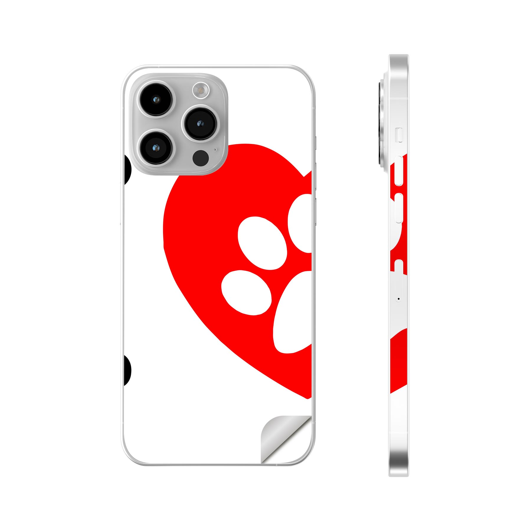 iPhone14 iPhone15 用 スキンシール 全面スキンシール フル 背面 側面 ステッカー 保護シール iphone14plus iphone14pro iphone14promax iphone15plus iphone15pro iphone15promax 各種対応 犬　ハート　000921