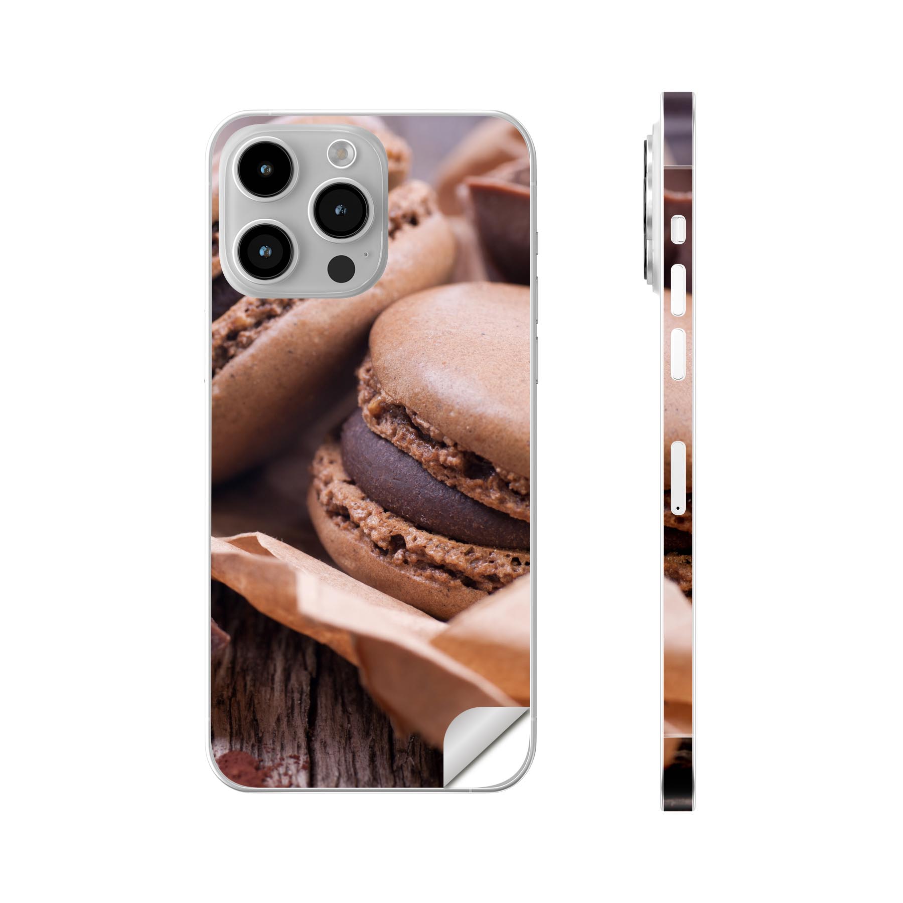 iPhone14 iPhone15 用 スキンシール 全面スキンシール フル 背面 側面 ステッカー 保護シール iphone14plus iphone14pro iphone14promax iphone15plus iphone15pro iphone15promax 各種対応 マカロン チョコレート 001014