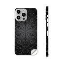 iPhone14 iPhone15 用 スキンシール 全面スキンシール フル 背面 側面 ステッカー 保護シール iphone14plus iphone14pro iphone14promax iphone15plus iphone15pro iphone15promax 各種対応 ダマスク 黒 001047