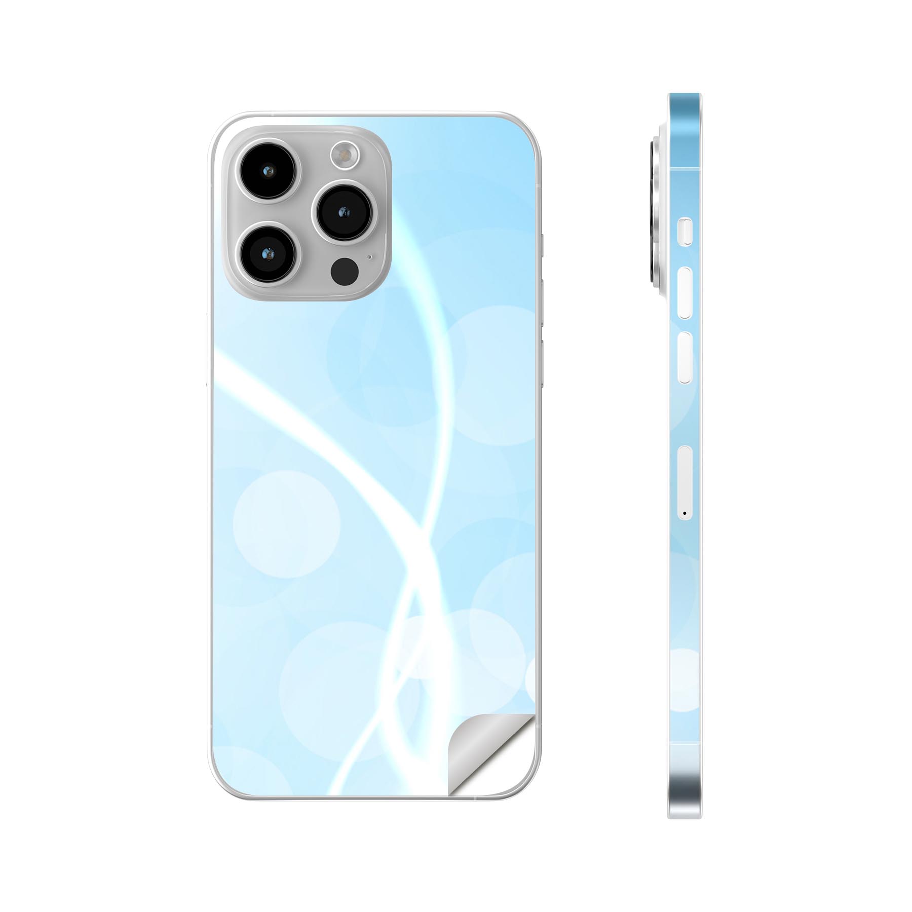 iPhone14 iPhone15 用 スキンシール 全面スキンシール フル 背面 側面 ステッカー 保護シール iphone14plus iphone14pro iphone14promax iphone15plus iphone15pro iphone15promax 各種対応 シンプル　青　002175