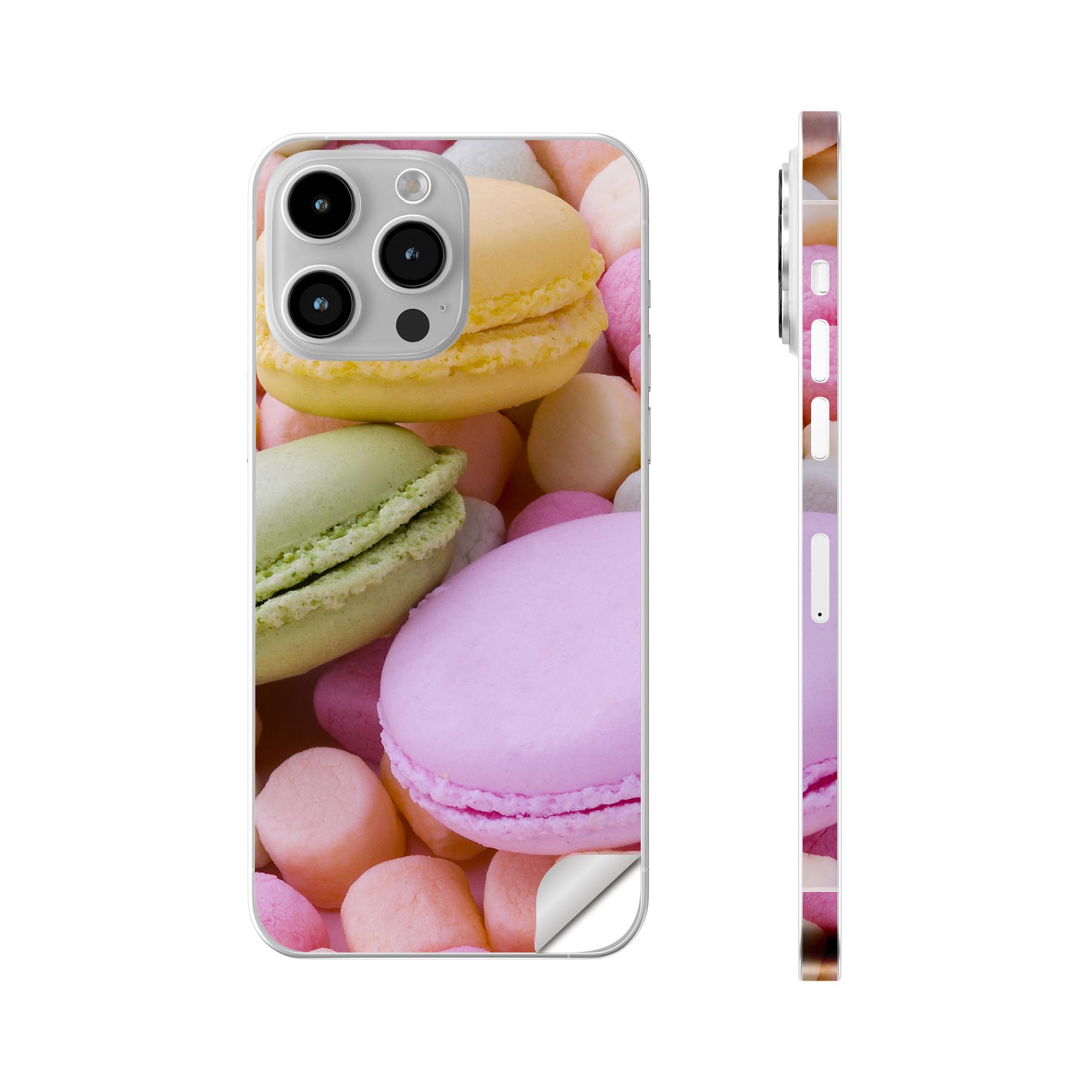 iPhone14 iPhone15 用 スキンシール 全面スキンシール フル 背面 側面 ステッカー 保護シール iphone14plus iphone14pro iphone14promax iphone15plus iphone15pro iphone15promax 各種対応 マカロン カラフル 写真 002600