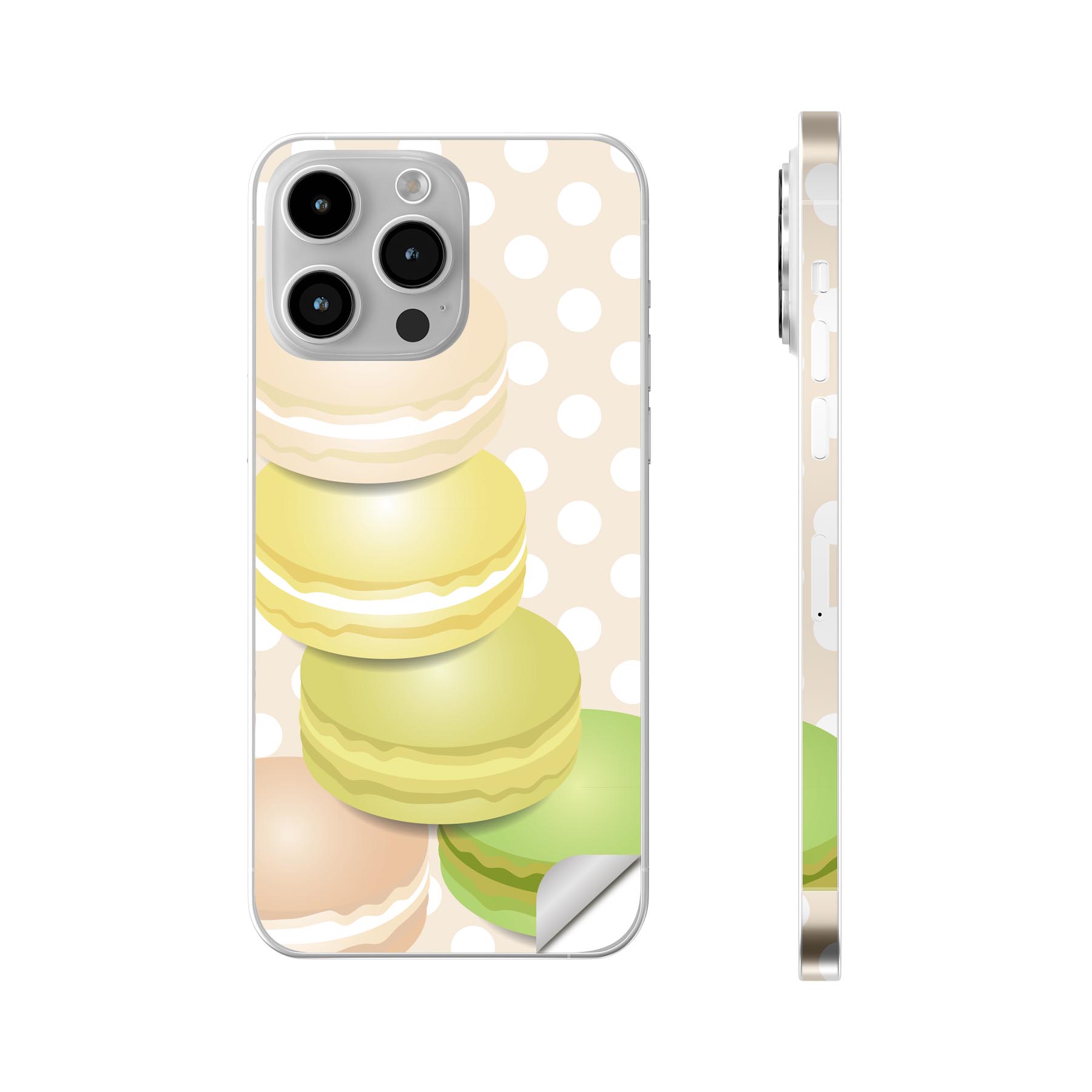 iPhone14 iPhone15 用 スキンシール 全面スキンシール フル 背面 側面 ステッカー 保護シール iphone14plus iphone14pro iphone14promax iphone15plus iphone15pro iphone15promax 各種対応 マカロン 水玉 カラフル 002679