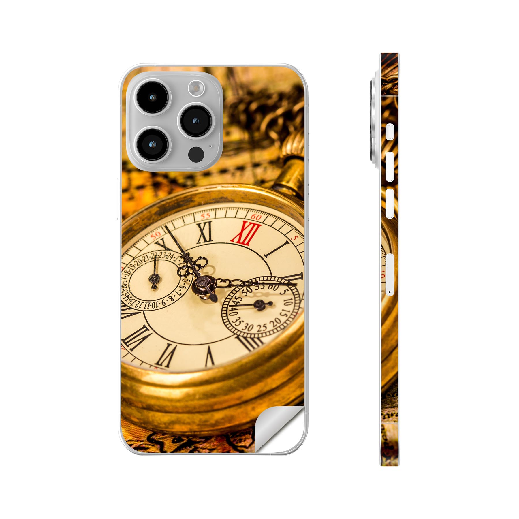 iPhone14 iPhone15 用 スキンシール 全面スキンシール フル 背面 側面 ステッカー 保護シール iphone14plus iphone14pro iphone14promax iphone15plus iphone15pro iphone15promax 各種対応 時計 レトロ 写真 002687