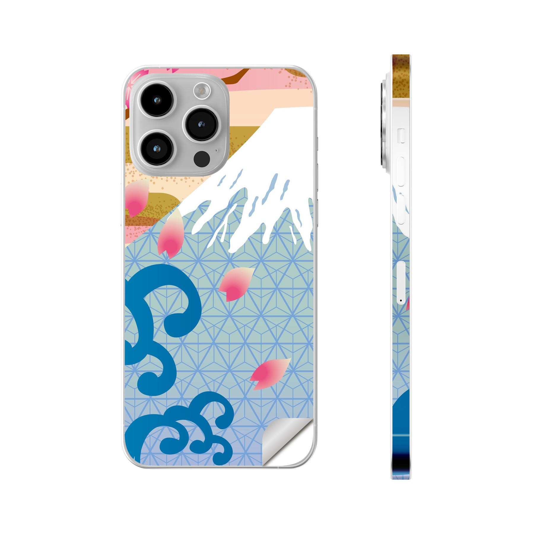 iPhone14 iPhone15 用 スキンシール 全面スキンシール フル 背面 側面 ステッカー 保護シール iphone14plus iphone14pro iphone14promax iphone15plus iphone15pro iphone15promax 各種対応 和風　和柄　山　002817