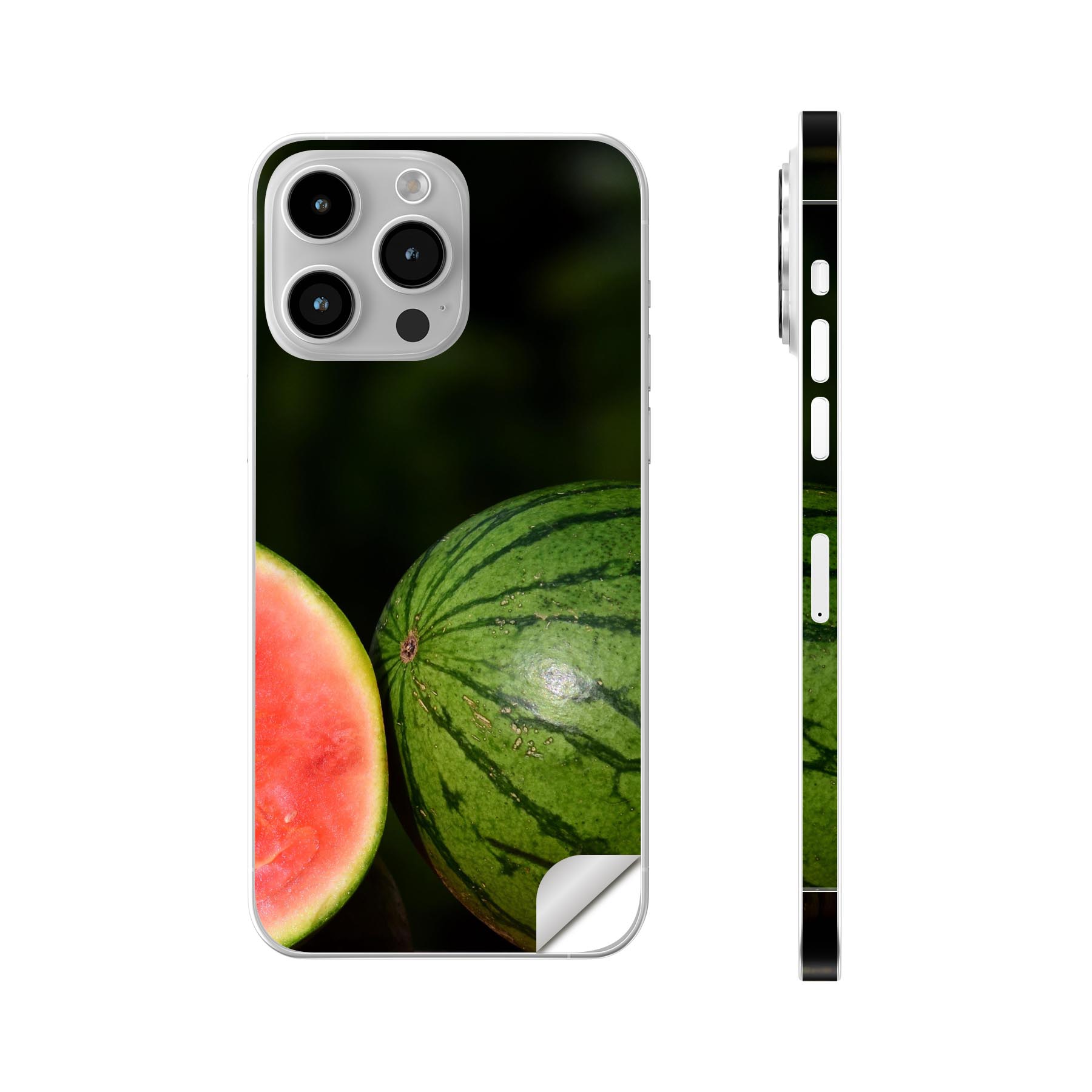 iPhone14 iPhone15 用 スキンシール 全面スキンシール フル 背面 側面 ステッカー 保護シール iphone14plus iphone14pro iphone14promax iphone15plus iphone15pro iphone15promax 各種対応 スイカ　果物　フルーツ　023561
