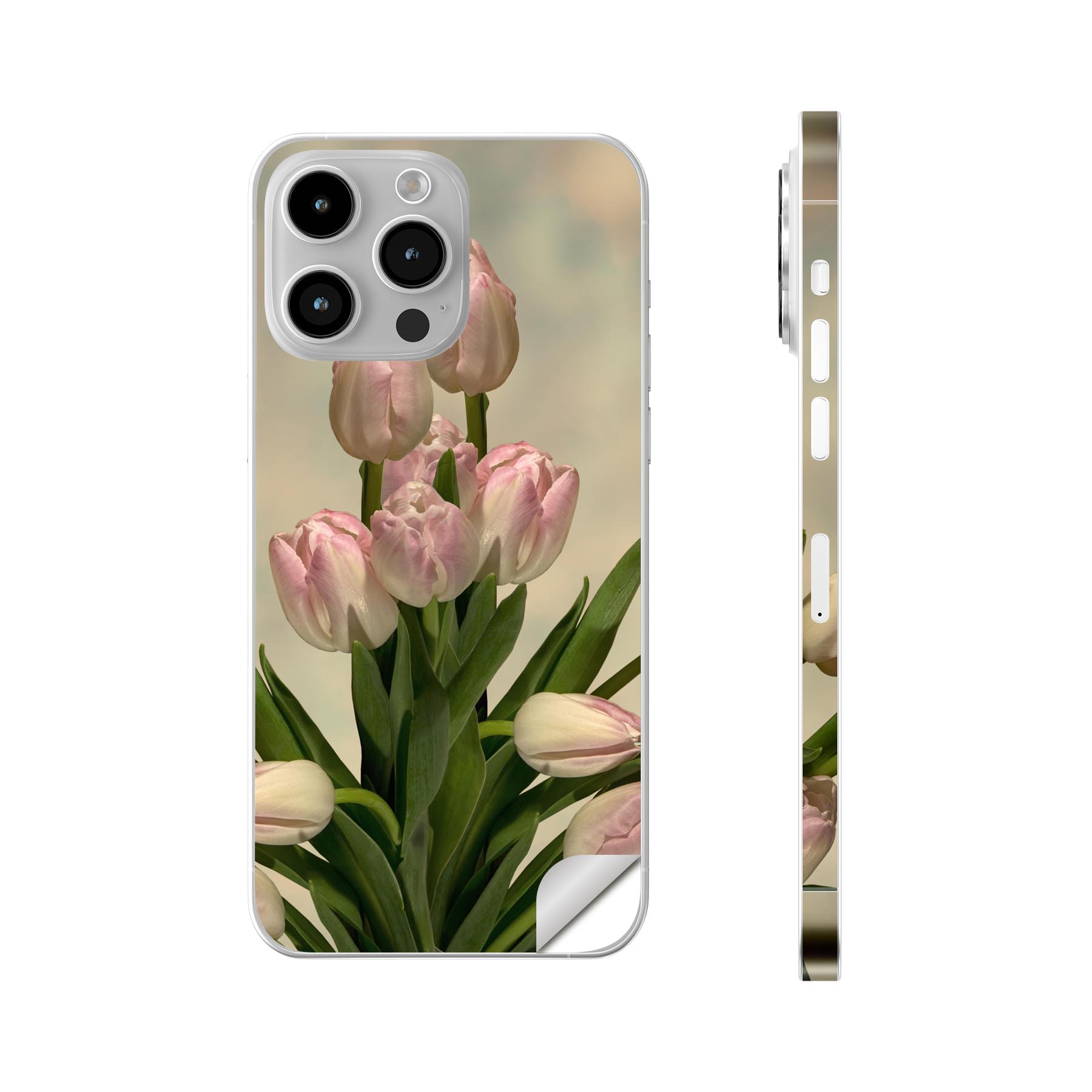 iPhone14 iPhone15 用 スキンシール 全面スキンシール フル 背面 側面 ステッカー 保護シール iphone14plus iphone14pro iphone14promax iphone15plus iphone15pro iphone15promax 各種対応 花 フラワー チューリップ 023912