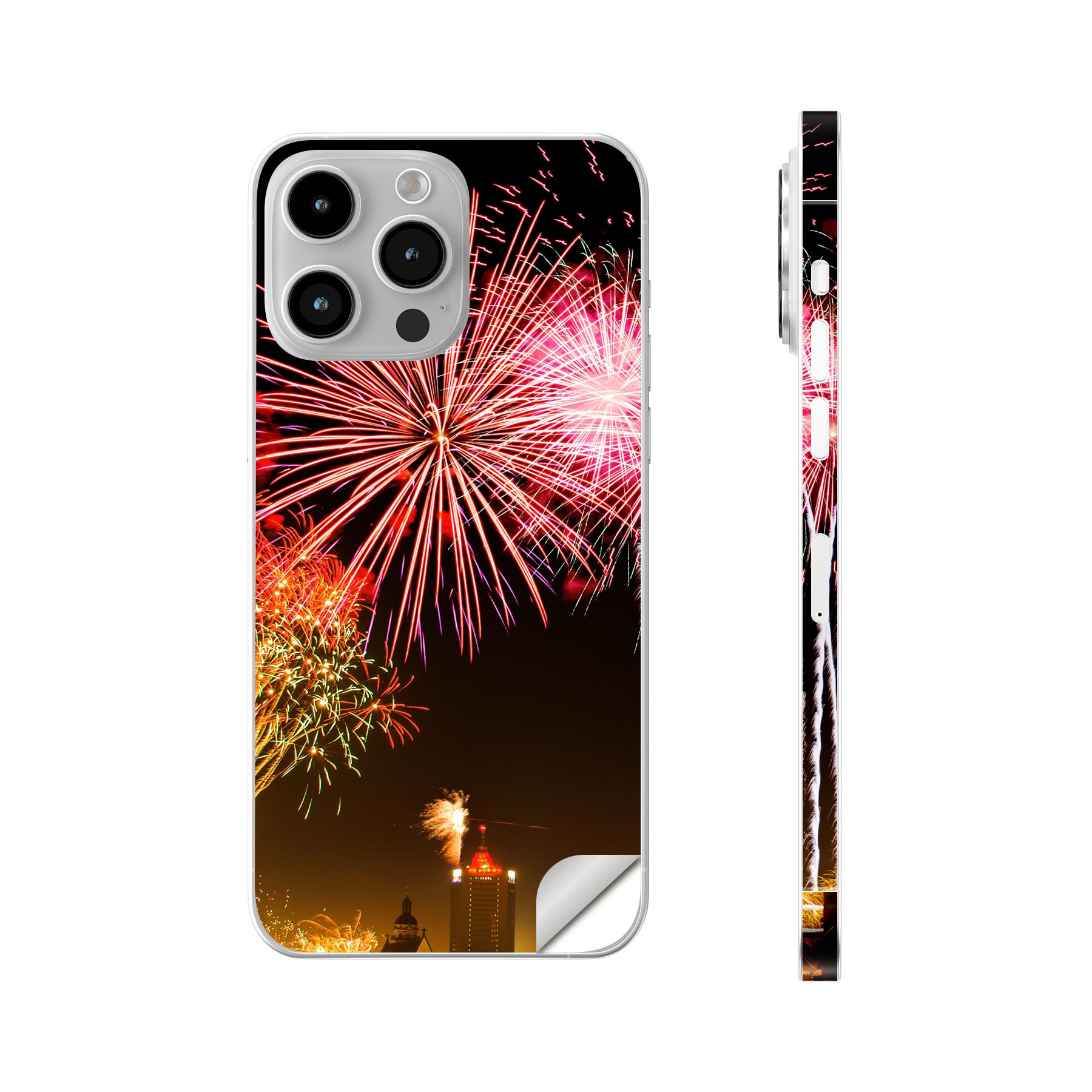 iPhone14 iPhone15 用 スキンシール 全面スキンシール フル 背面 側面 ステッカー 保護シール iphone14plus iphone14pro iphone14promax iphone15plus iphone15pro iphone15promax 各種対応 花火　空　025769