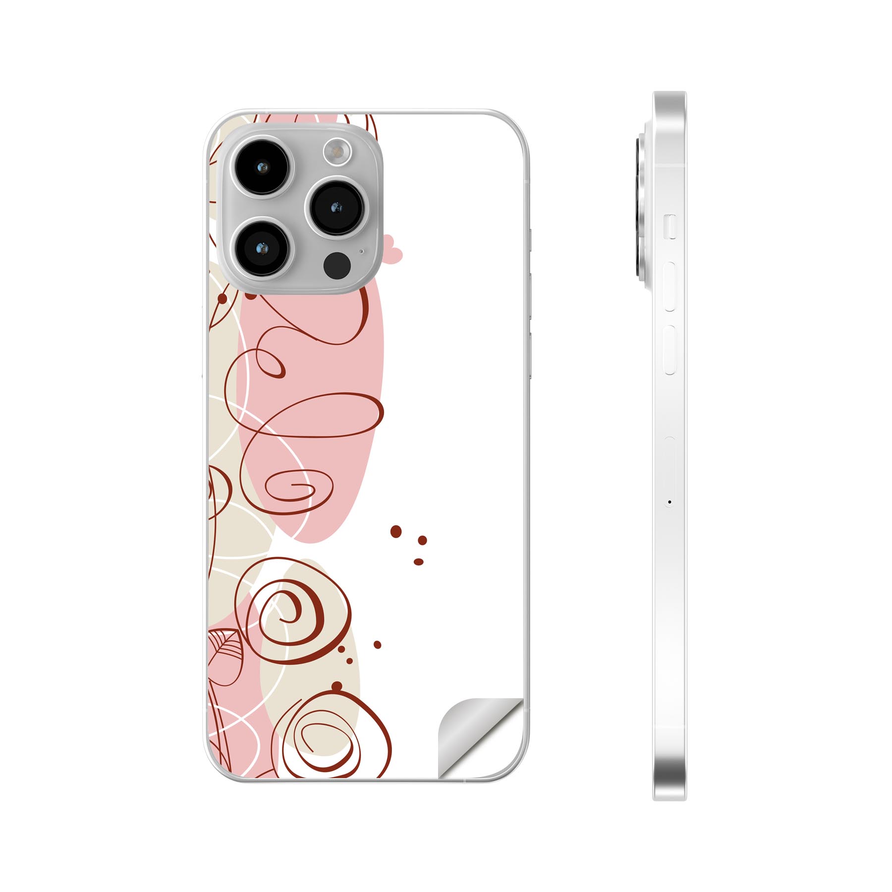 iPhone14 iPhone15 用 スキンシール 全面スキンシール フル 背面 側面 ステッカー 保護シール iphone14plus iphone14pro iphone14promax iphone15plus iphone15pro iphone15promax 各種対応 ハート　イラスト　植物　005161