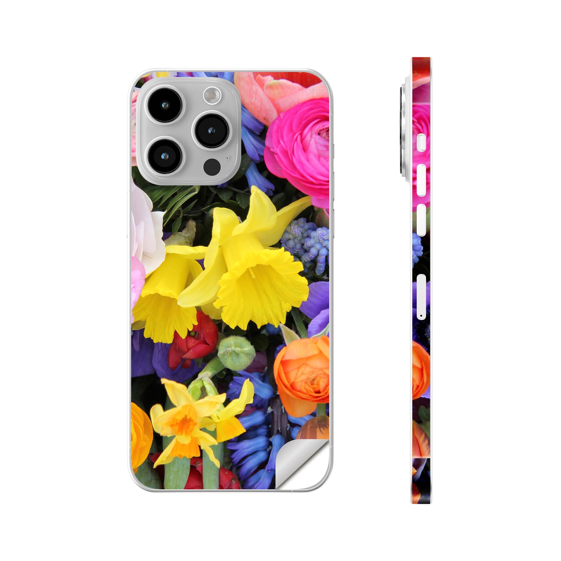iPhone14 iPhone15 用 スキンシール 全面スキンシール フル 背面 側面 ステッカー 保護シール iphone14plus iphone14pro iphone14promax iphone15plus iphone15pro iphone15promax 各種対応 写真　花　　005494