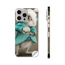 iPhone14 iPhone15 用 スキンシール 全面スキンシール フル 背面 側面 ステッカー 保護シール iphone14plus iphone14pro iphone14promax iphone15plus iphone15pro iphone15promax 各種対応 イラスト うさぎ 兎 アリス 時計 007895