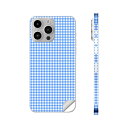 iPhone14 iPhone15 用 スキンシール 全面スキンシール フル 背面 側面 ステッカー 保護シール iphone14plus iphone14pro iphone14promax iphone15plus iphone15pro iphone15promax 各種対応 青 ブルー チェック 模様 008091