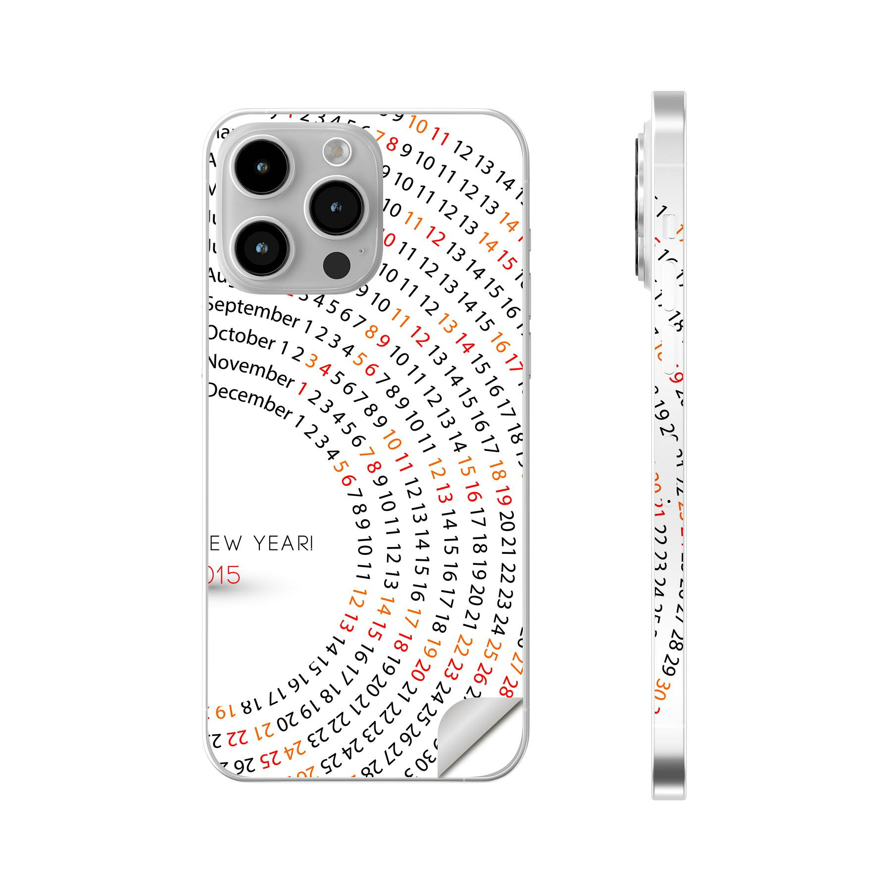 iPhone14 iPhone15 用 スキンシール 全面スキンシール フル 背面 側面 ステッカー 保護シール iphone14plus iphone14pro iphone14promax iphone15plus iphone15pro iphone15promax 各種対応 2015　カレンダー　シンプル　008352