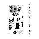 iPhone14 iPhone15 用 スキンシール 全面スキンシール フル 背面 側面 ステッカー 保護シール iphone14plus iphone14pro iphone14promax iphone15plus iphone15pro iphone15promax 各種対応 白黒 モンスター 模様 008371