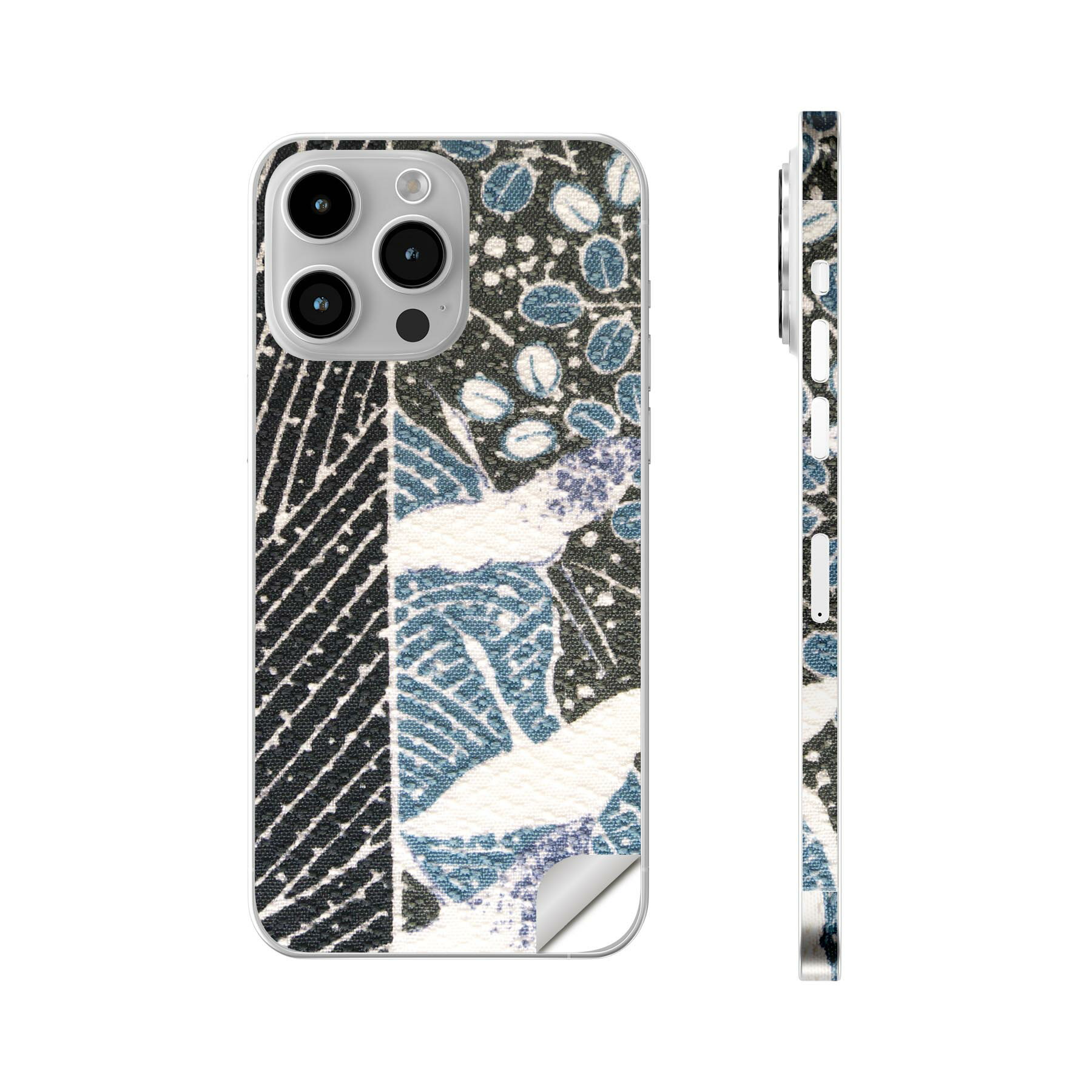 iPhone14 iPhone15 用 スキンシール 全面スキンシール フル 背面 側面 ステッカー 保護シール iphone14plus iphone14pro iphone14promax iphone15plus iphone15pro iphone15promax 各種対応 和柄　和風　鶴　模様　008838
