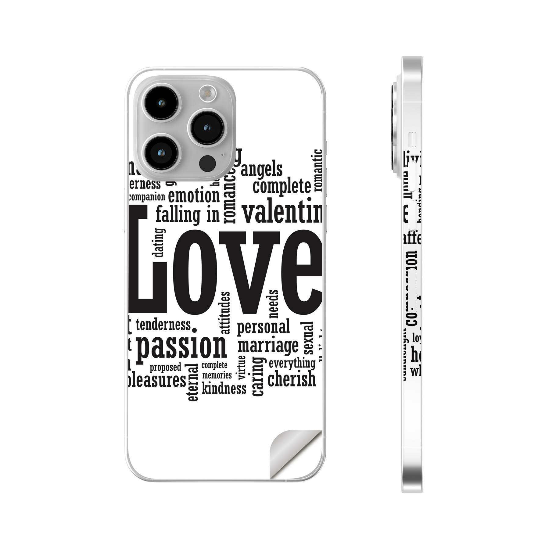 iPhone14 iPhone15 用 スキンシール 全面スキンシール フル 背面 側面 ステッカー 保護シール iphone14plus iphone14pro iphone14promax iphone15plus iphone15pro iphone15promax 各種対応 英語　白　黒　LOVE　009299