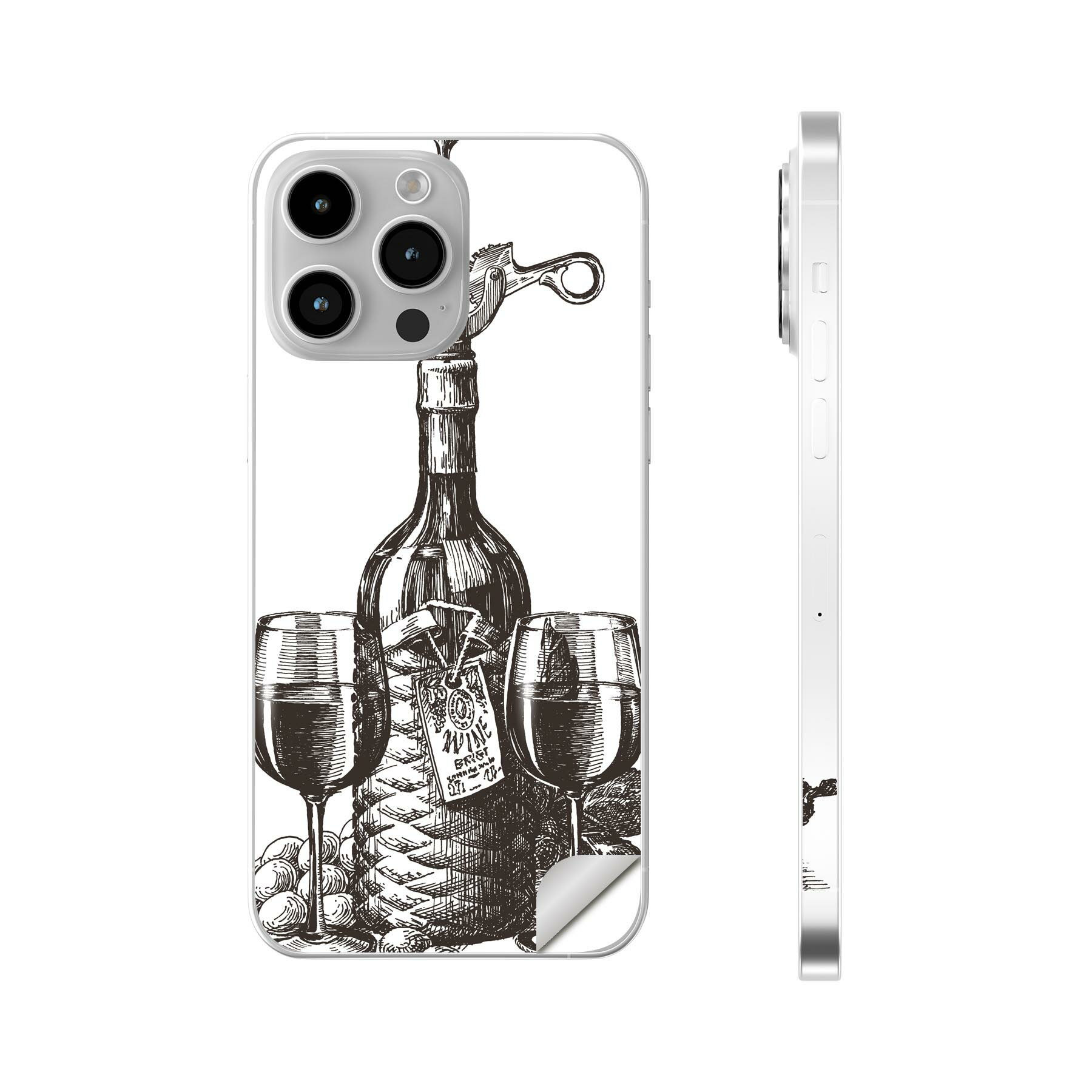 iPhone14 iPhone15 用 スキンシール 全面スキンシール フル 背面 側面 ステッカー 保護シール iphone14plus iphone14pro iphone14promax iphone15plus iphone15pro iphone15promax 各種対応 アンティーク ワイン モノクロ 009577