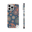 iPhone14 iPhone15 用 スキンシール 全面スキンシール フル 背面 側面 ステッカー 保護シール iphone14plus iphone14pro iphone14promax iphone15plus iphone15pro iphone15promax 各種対応 ペイズリー 紺 模様 010403
