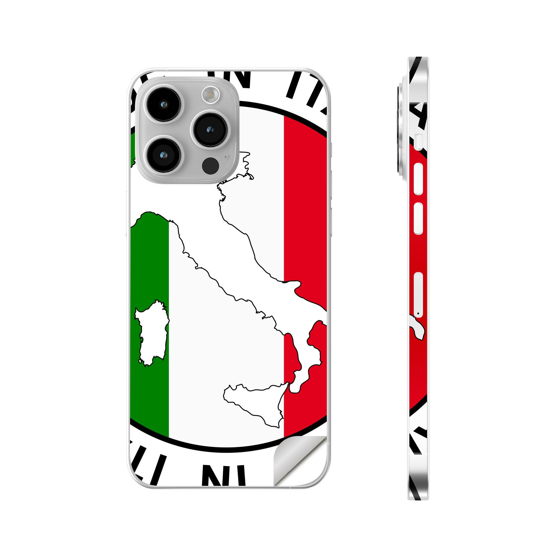 Mobile Phone - iPhone14 iPhone15 用 スキンシール 全面スキンシール フル 背面 側面 ステッカー 保護シール iphone14plus iphone14pro iphone14promax iphone15plus iphone15pro iphone15promax 各種対応 イタリア　外国　国旗　011645