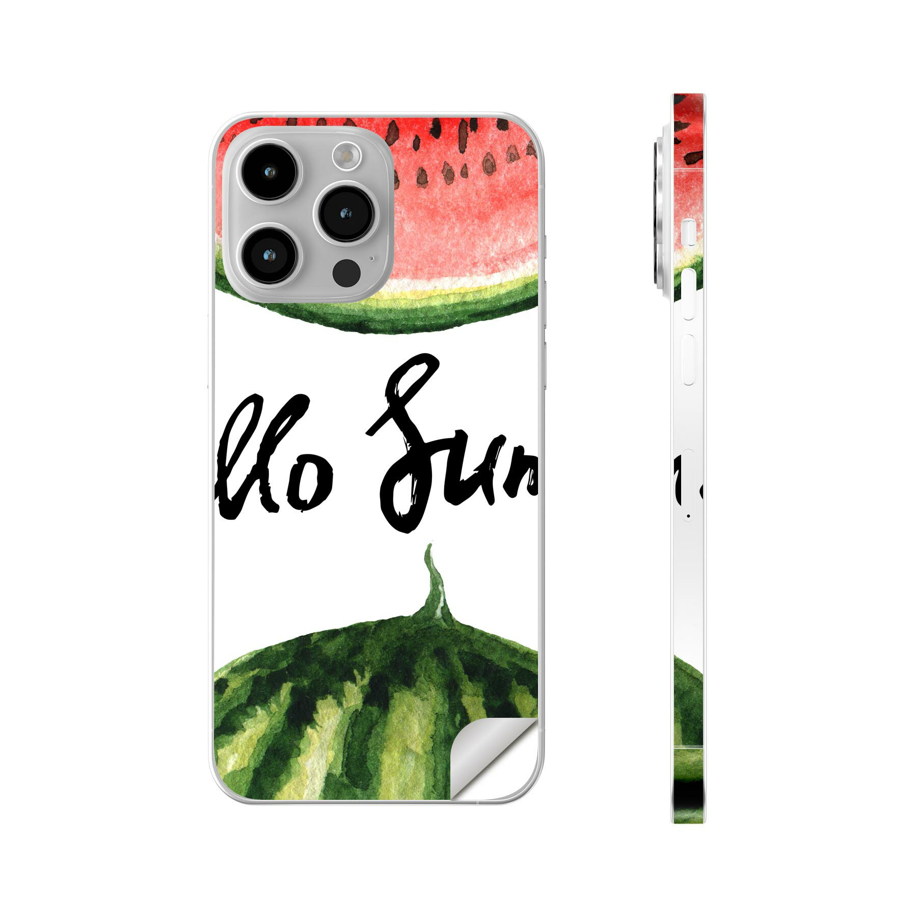 iPhone14 iPhone15 用 スキンシール 全面スキンシール フル 背面 側面 ステッカー 保護シール iphone14plus iphone14pro iphone14promax iphone15plus iphone15pro iphone15promax 各種対応 英語　スイカ　果物　012062