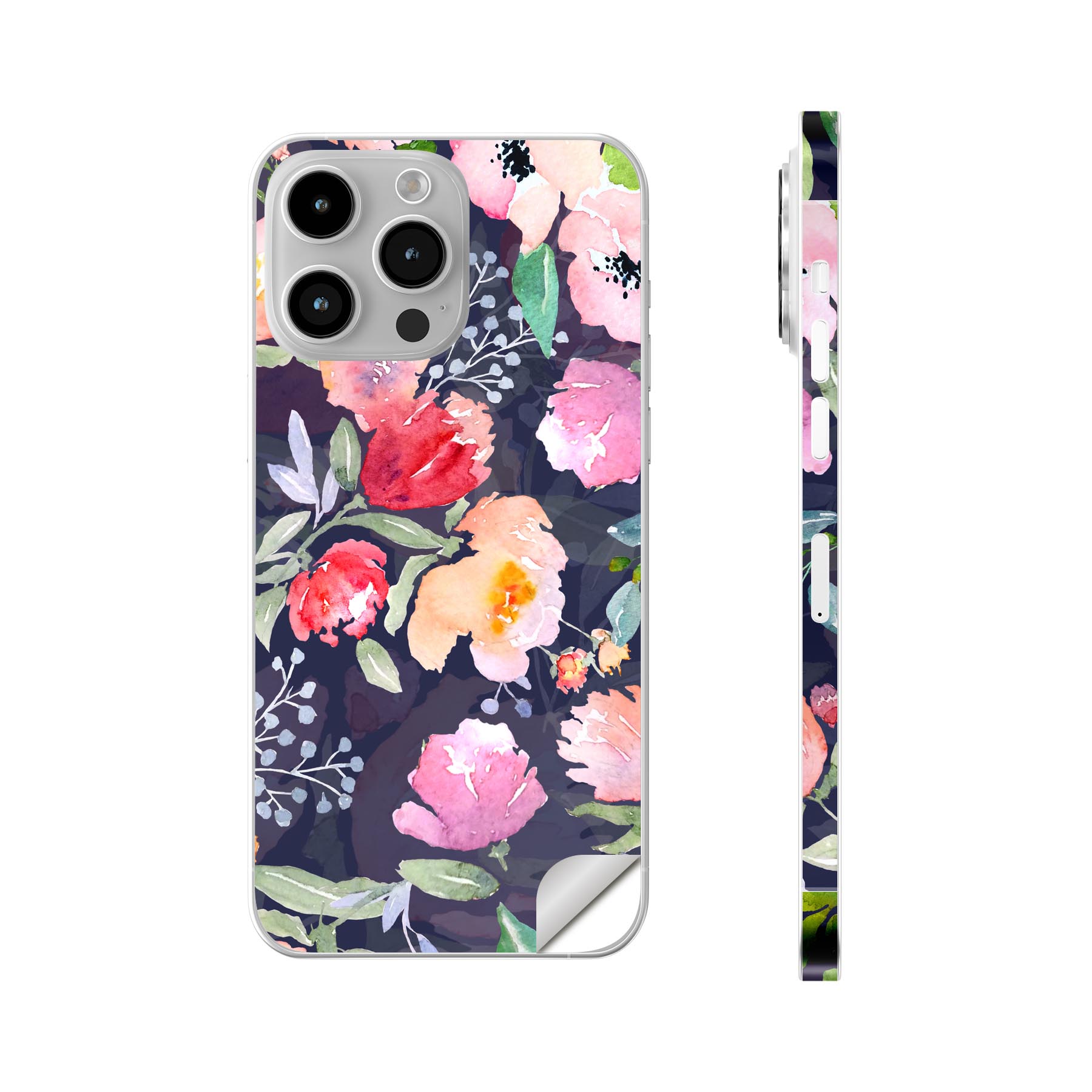 iPhone14 iPhone15 用 スキンシール 全面スキンシール フル 背面 側面 ステッカー 保護シール iphone14plus iphone14pro iphone14promax iphone15plus iphone15pro iphone15promax 各種対応 花 植物 花柄 012160