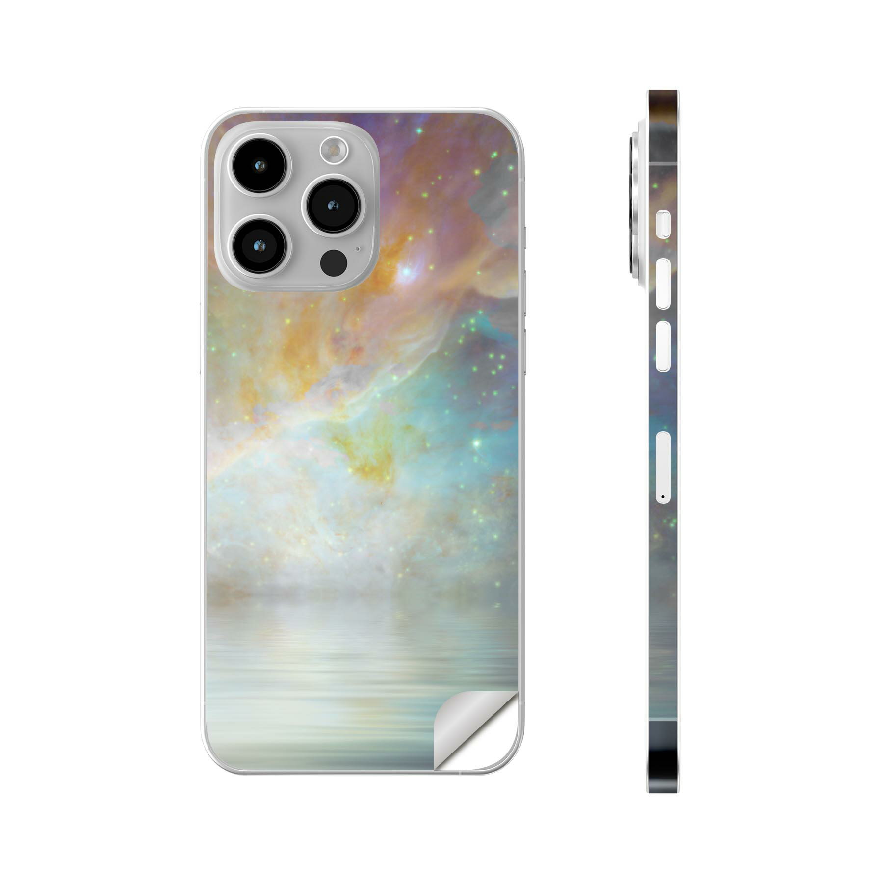 iPhone14 iPhone15 用 スキンシール 全面スキンシール フル 背面 側面 ステッカー 保護シール iphone14plus iphone14pro iphone14promax iphone15plus iphone15pro iphone15promax 各種対応 空 オーロラ 景色 012290