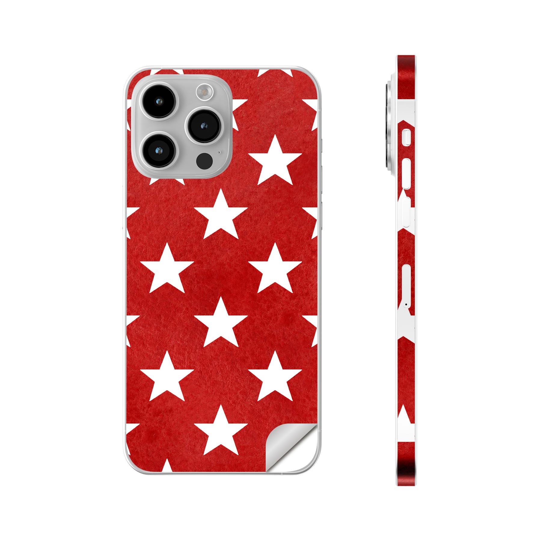 iPhone14 iPhone15 用 スキンシール 全面スキンシール フル 背面 側面 ステッカー 保護シール iphone14plus iphone14pro iphone14promax iphone15plus iphone15pro iphone15promax 各種対応 赤　星　スター　012368