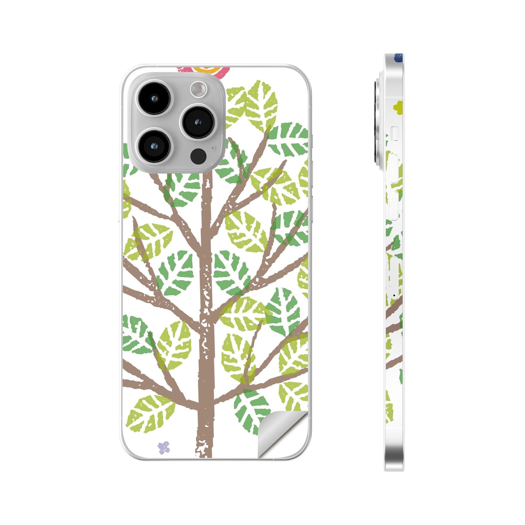 iPhone14 iPhone15 用 スキンシール 全面スキンシール フル 背面 側面 ステッカー 保護シール iphone14plus iphone14pro iphone14promax iphone15plus iphone15pro iphone15promax 各種対応 木　鳥　葉　013327