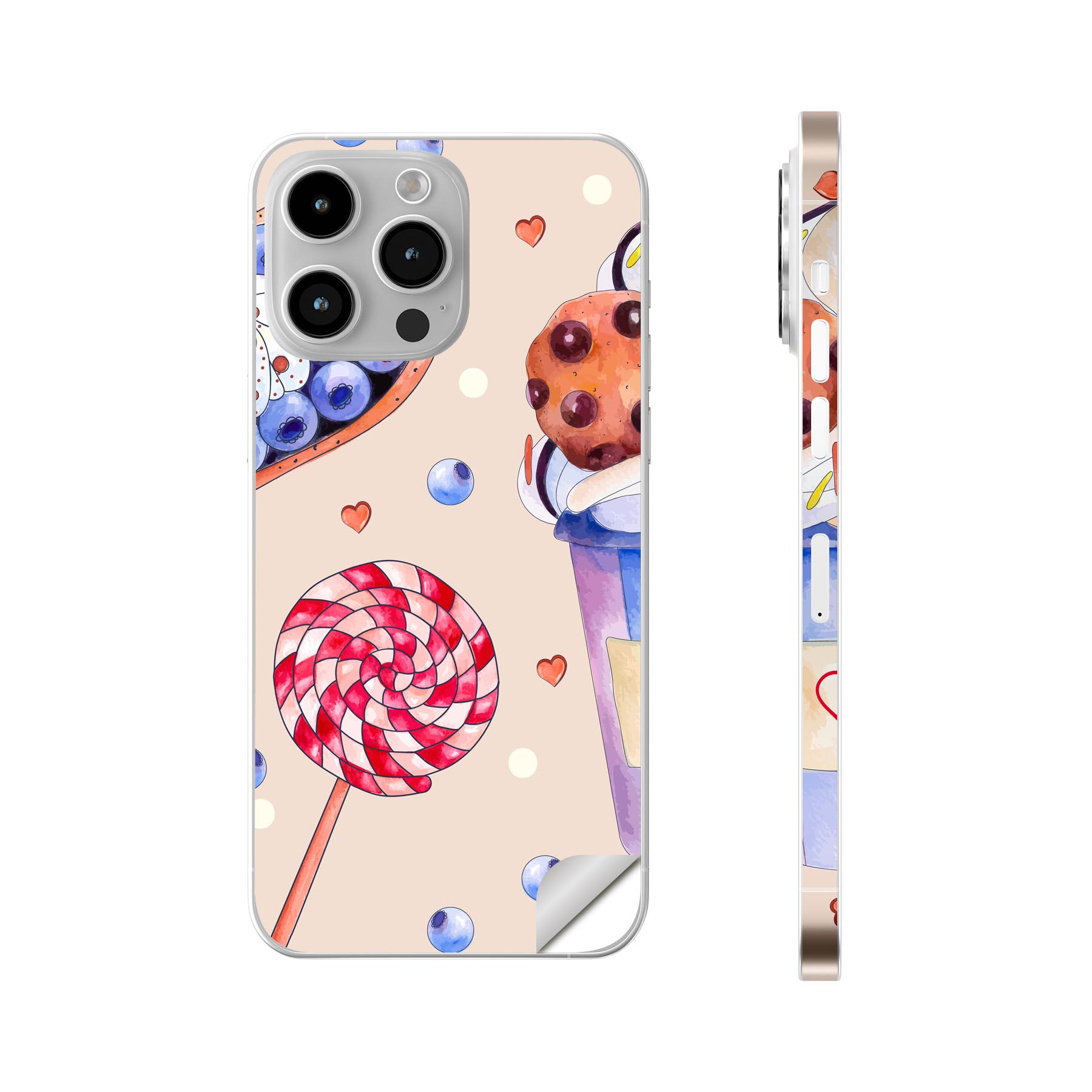 Rakuten - iPhone14 iPhone15 用 スキンシール 全面スキンシール フル 背面 側面 ステッカー 保護シール iphone14plus iphone14pro iphone14promax iphone15plus iphone15pro iphone15promax 各種対応 ケーキ　デザート　お菓子　013459
