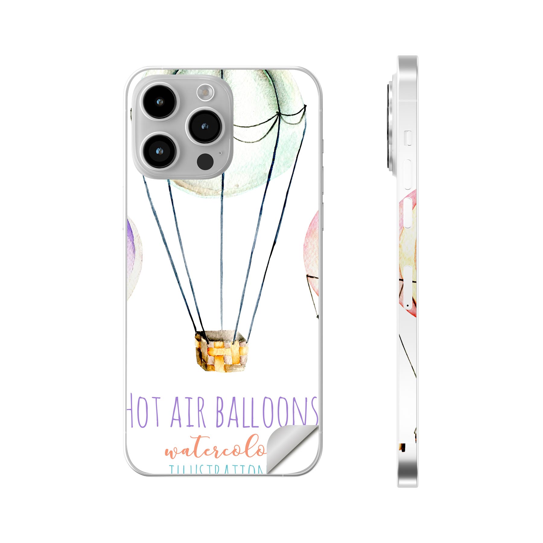 iPhone14 iPhone15 用 スキンシール 全面スキンシール フル 背面 側面 ステッカー 保護シール iphone14plus iphone14pro iphone14promax iphone15plus iphone15pro iphone15promax 各種対応 気球 乗り物 カラフル 014346