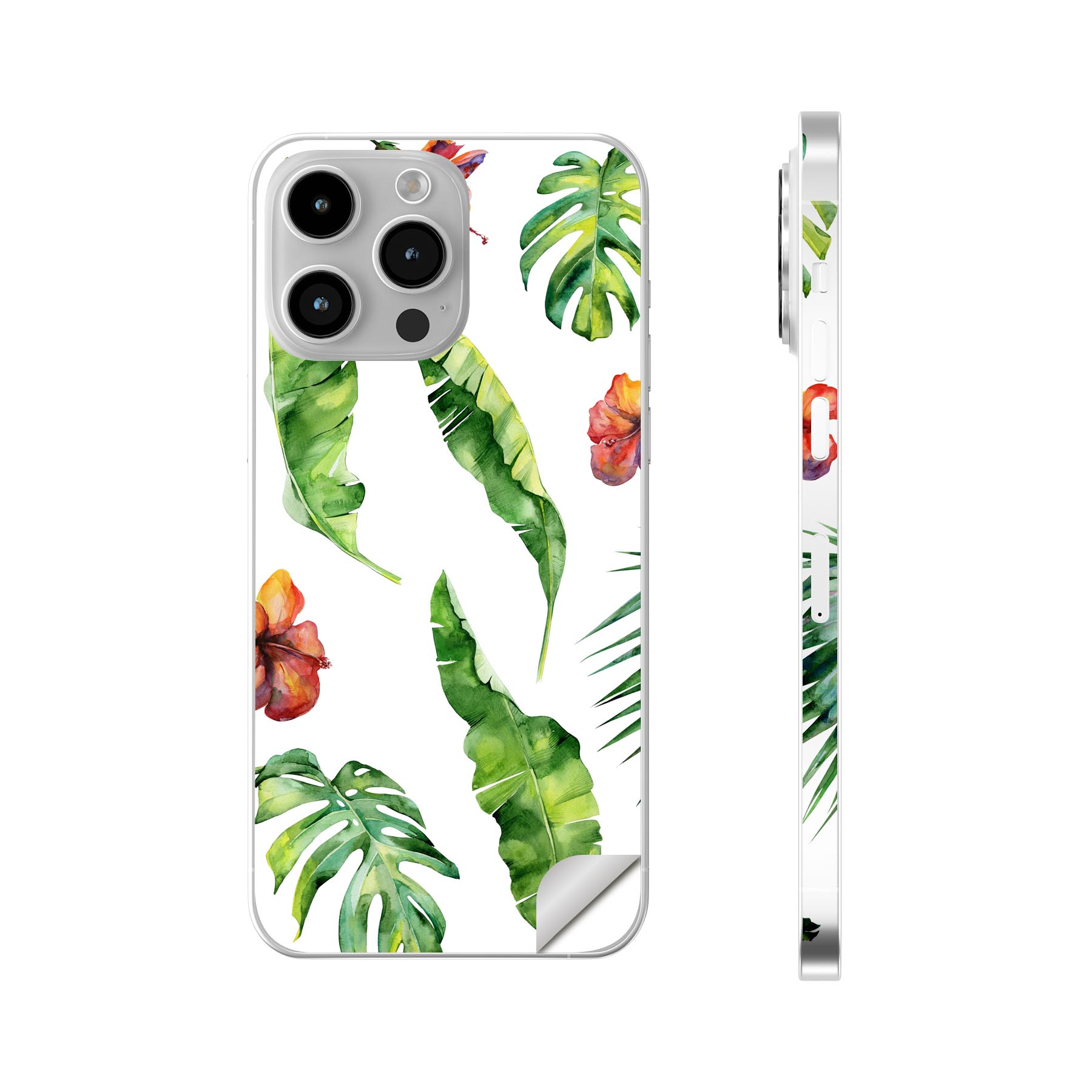 iPhone14 iPhone15 用 スキンシール 全面スキンシール フル 背面 側面 ステッカー 保護シール iphone14plus iphone14pro iphone14promax iphone15plus iphone15pro iphone15promax 各種対応 フラミンゴ　パイナップル　南国　014789