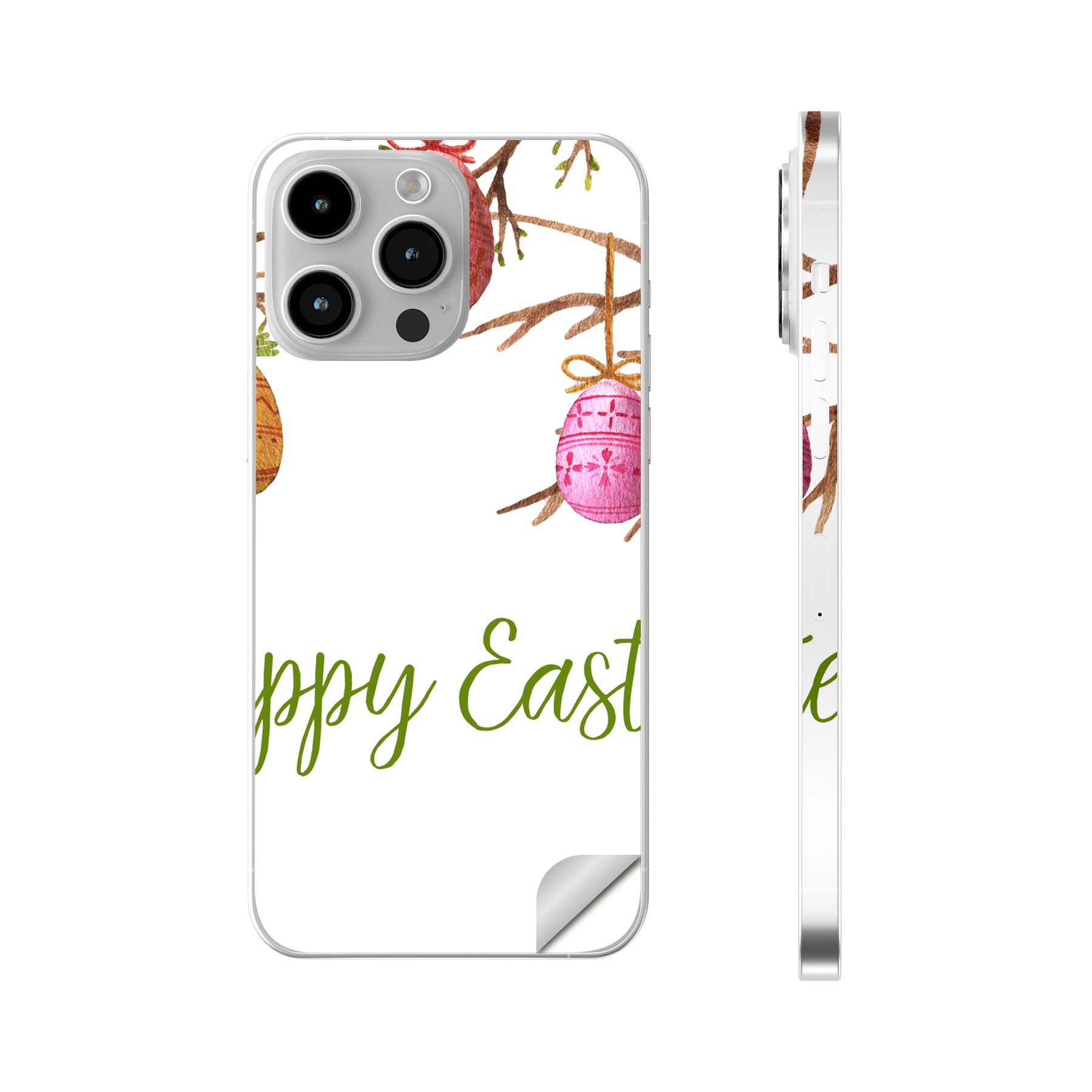 iPhone14 iPhone15 用 スキンシール 全面スキンシール フル 背面 側面 ステッカー 保護シール iphone14plus iphone14pro iphone14promax iphone15plus iphone15pro iphone15promax 各種対応 イースター たまご とり ケーキ パステル 015325