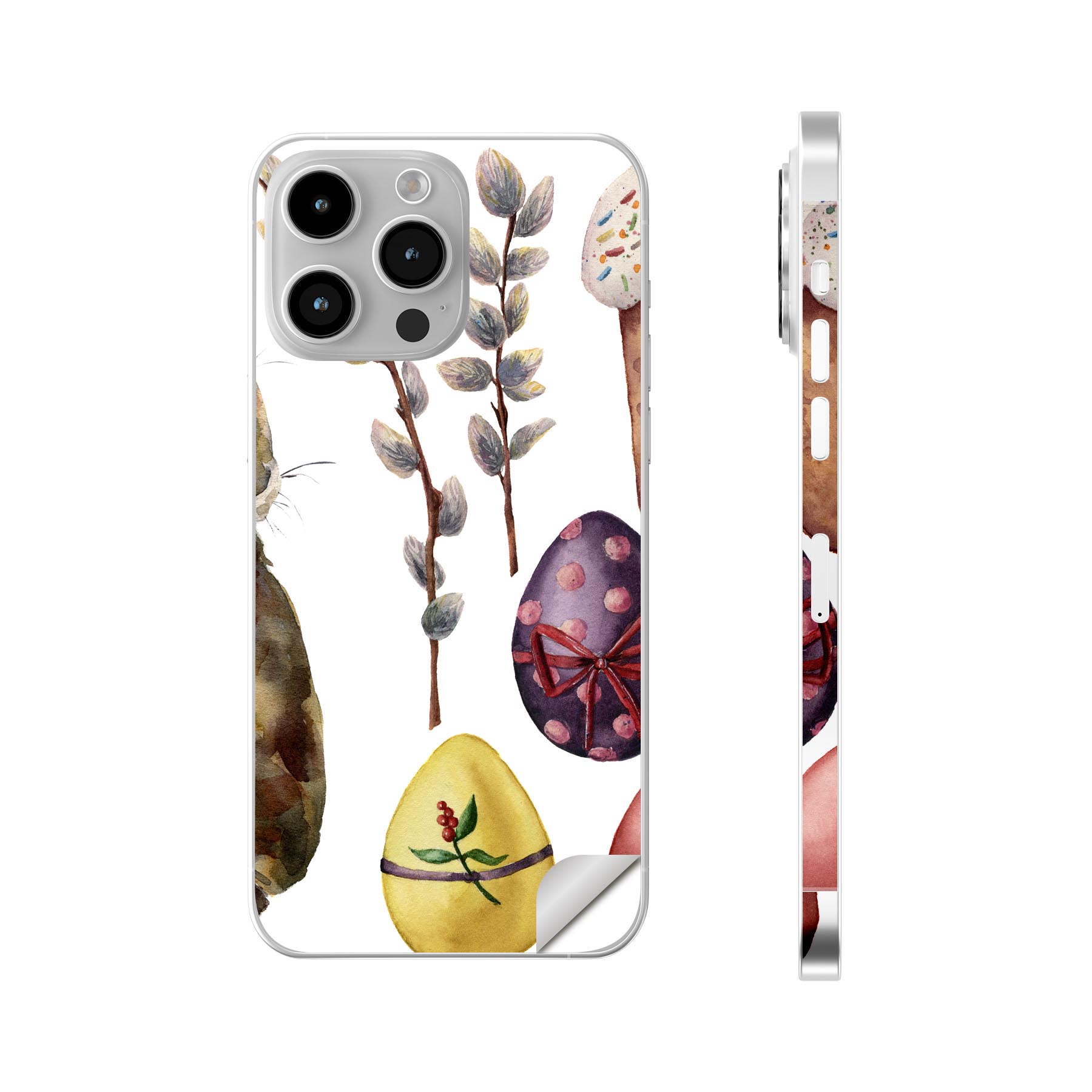 iPhone14 iPhone15 用 スキンシール 全面スキンシール フル 背面 側面 ステッカー 保護シール iphone14plus iphone14pro iphone14promax iphone15plus iphone15pro iphone15promax 各種対応 イースター easter うさぎ 015879