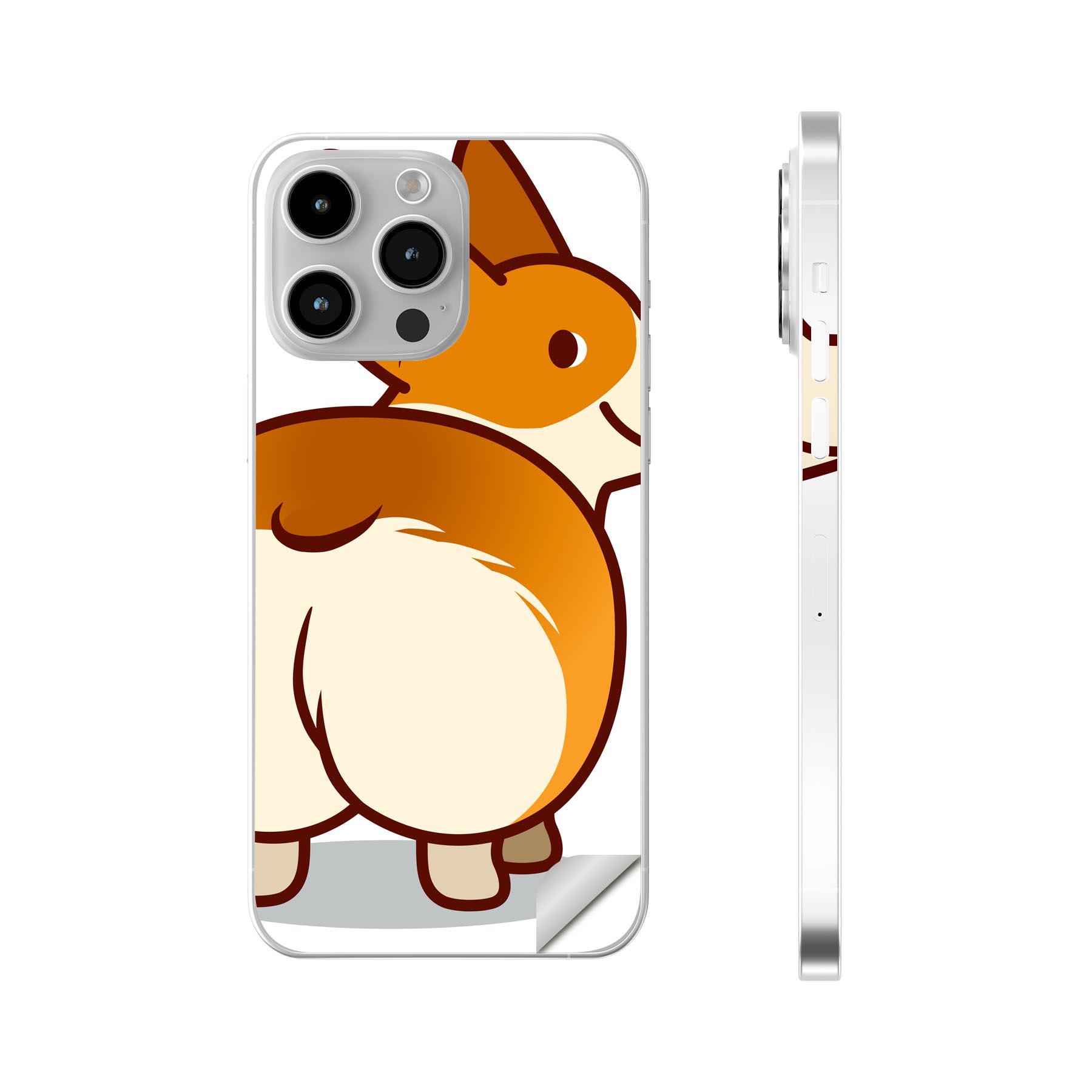 iPhone14 iPhone15 用 スキンシール 全面スキンシール フル 背面 側面 ステッカー 保護シール iphone14plus iphone14pro iphone14promax iphone15plus iphone15pro iphone15promax 各種対応 犬　コーギー　016242
