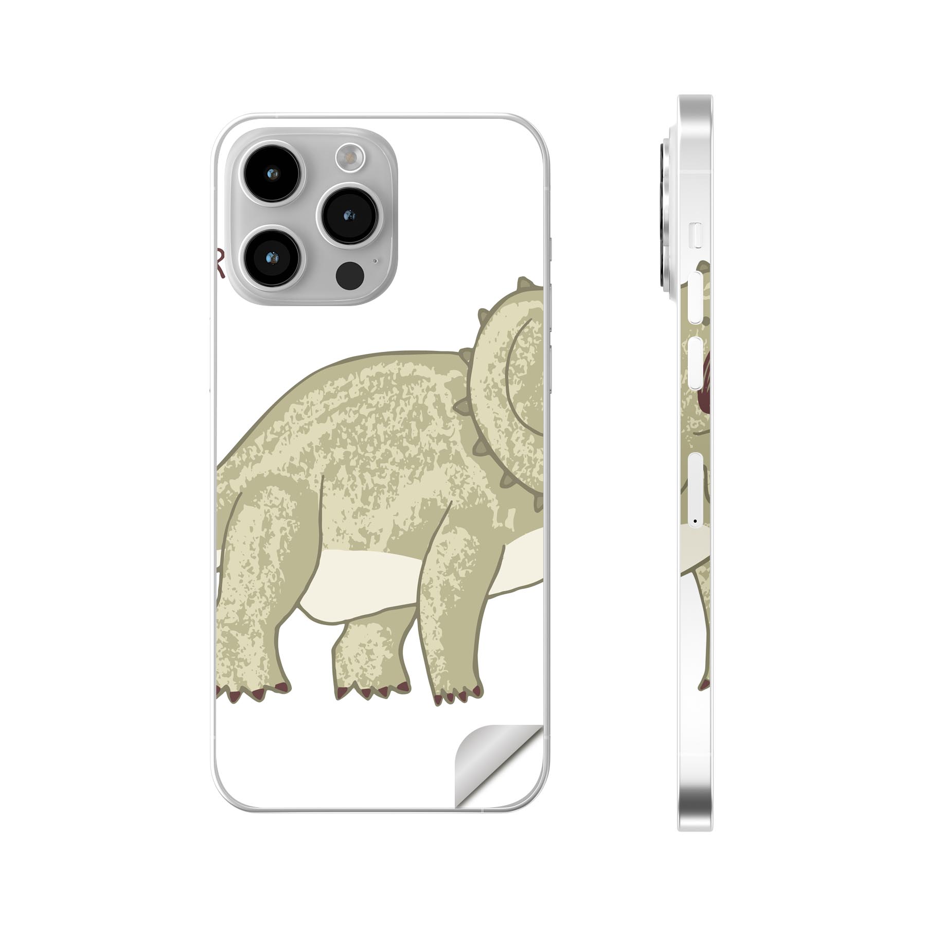 iPhone14 iPhone15 用 スキンシール 全面スキンシール フル 背面 側面 ステッカー 保護シール iphone14plus iphone14pro iphone14promax iphone15plus iphone15pro iphone15promax 各種対応 ダイナソー 恐竜 Dinosaur トリケラトプス 017559