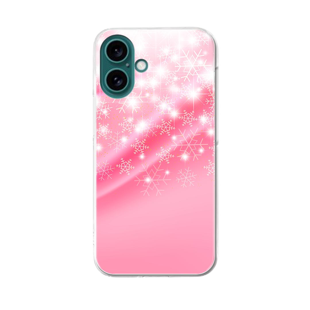 乐天商城 - iPhone16plus 6.7インチ 専用 各キャリア iPhone 16 plus 共通対応 ハード ケース iphone16plus ケース カバー 006254 雪　結晶　ピンク